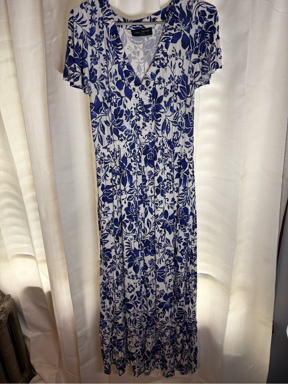Lane Bryant Blue and White Floral Maxi Dress